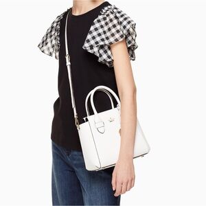 Kate Spade Carter Street Kylie Handbag Crossbody Satchel White & Silver